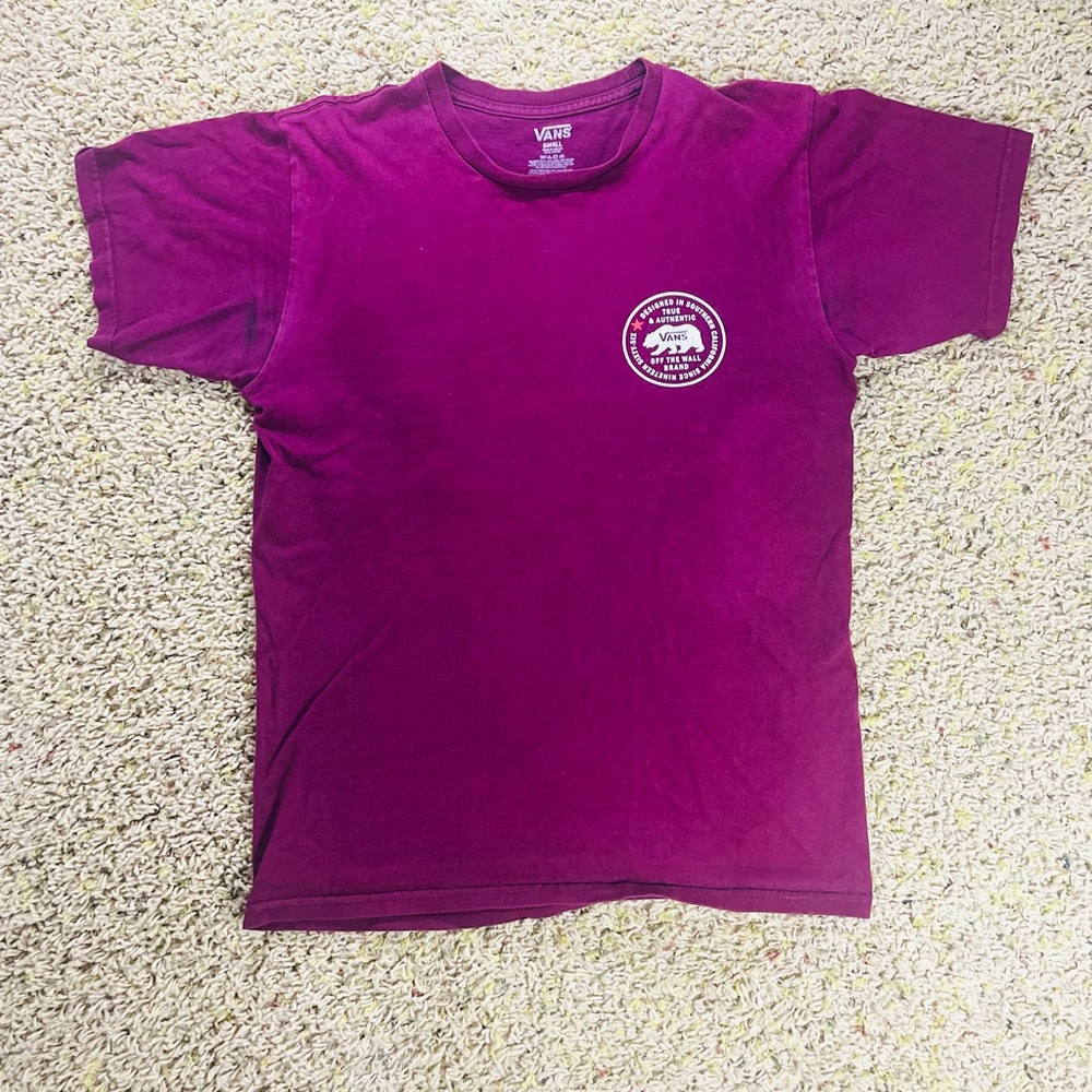 Vans Burgundy Graphic Bear Logo T-Shirt Small Skate Tee Short Sleeve